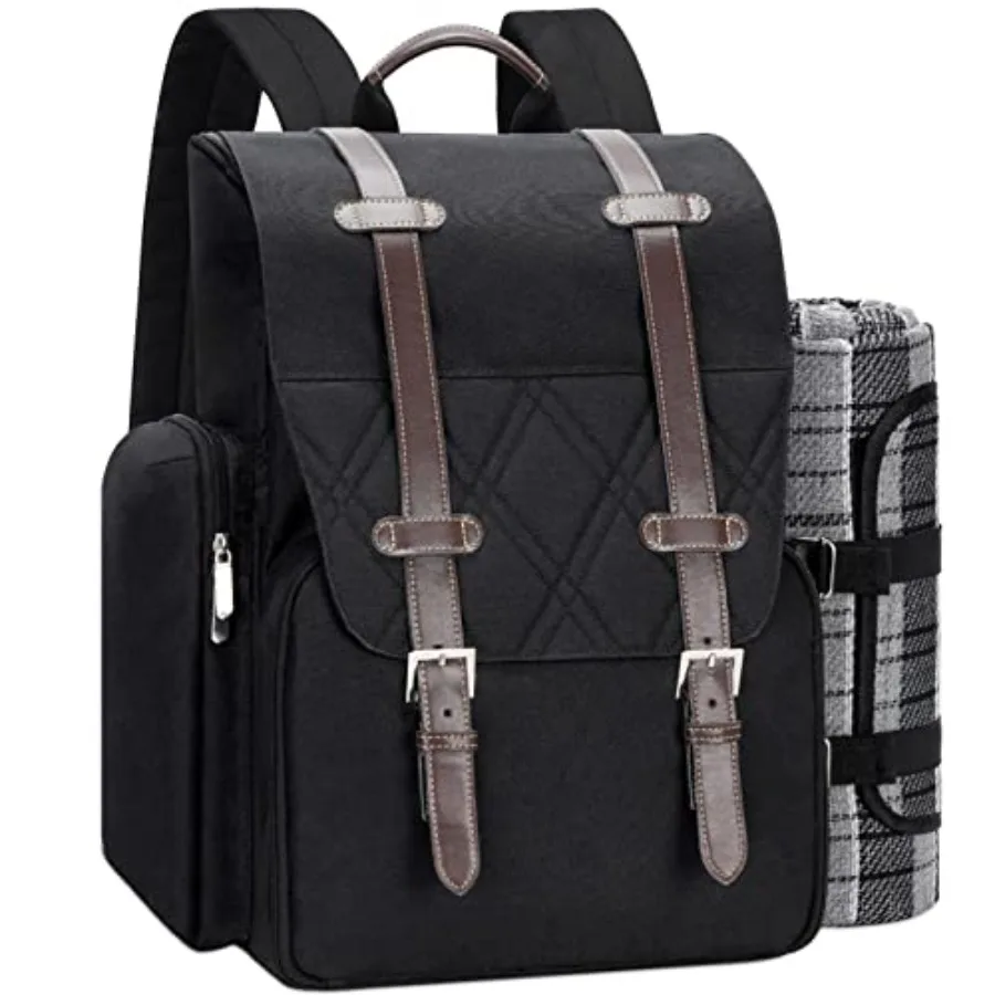 Picnic Backpack for 4 Person: insulated cooler bag, wine pouch, waterproof blanket cutlery set navy blue polyester, ideal for b
Picnic Backpack for 4 Person: insulated cooler bag, wine pouch, waterproof blanket cutlery set navy blue polyester, ideal for b