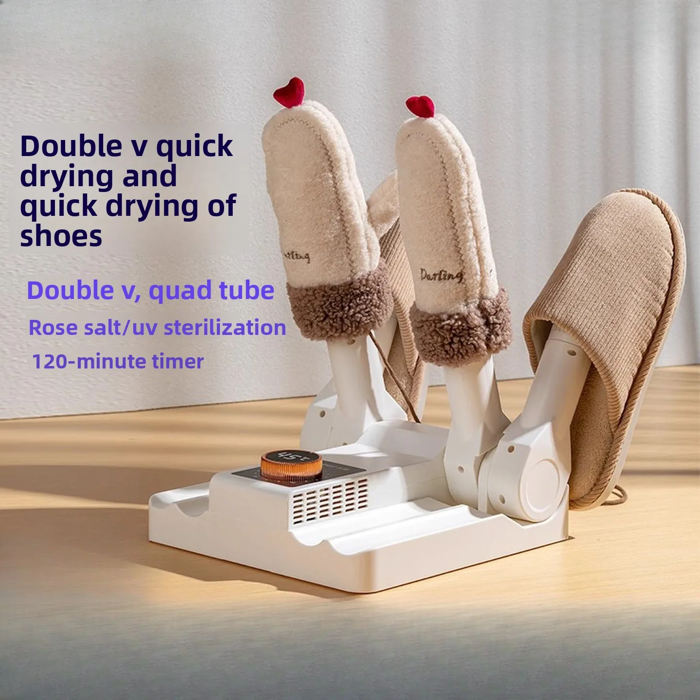 Shoe dryer, deodorizing and sterilizing, household shoe dryer, dormitory quick dryer, shoe warming device.
Shoe dryer, deodorizing and sterilizing, household shoe dryer, dormitory quick dryer, shoe warming device.