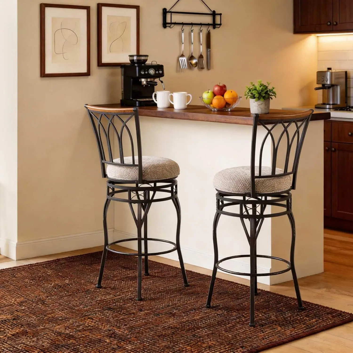 Adjustable 25-30in Fabric Swivel Bar Stools With Backs Wood Metal Kitchen Island Pub Bistro Set 2, Customized
Adjustable 25-30in Fabric Swivel Bar Stools With Backs Wood Metal Kitchen Island Pub Bistro Set 2, Customized