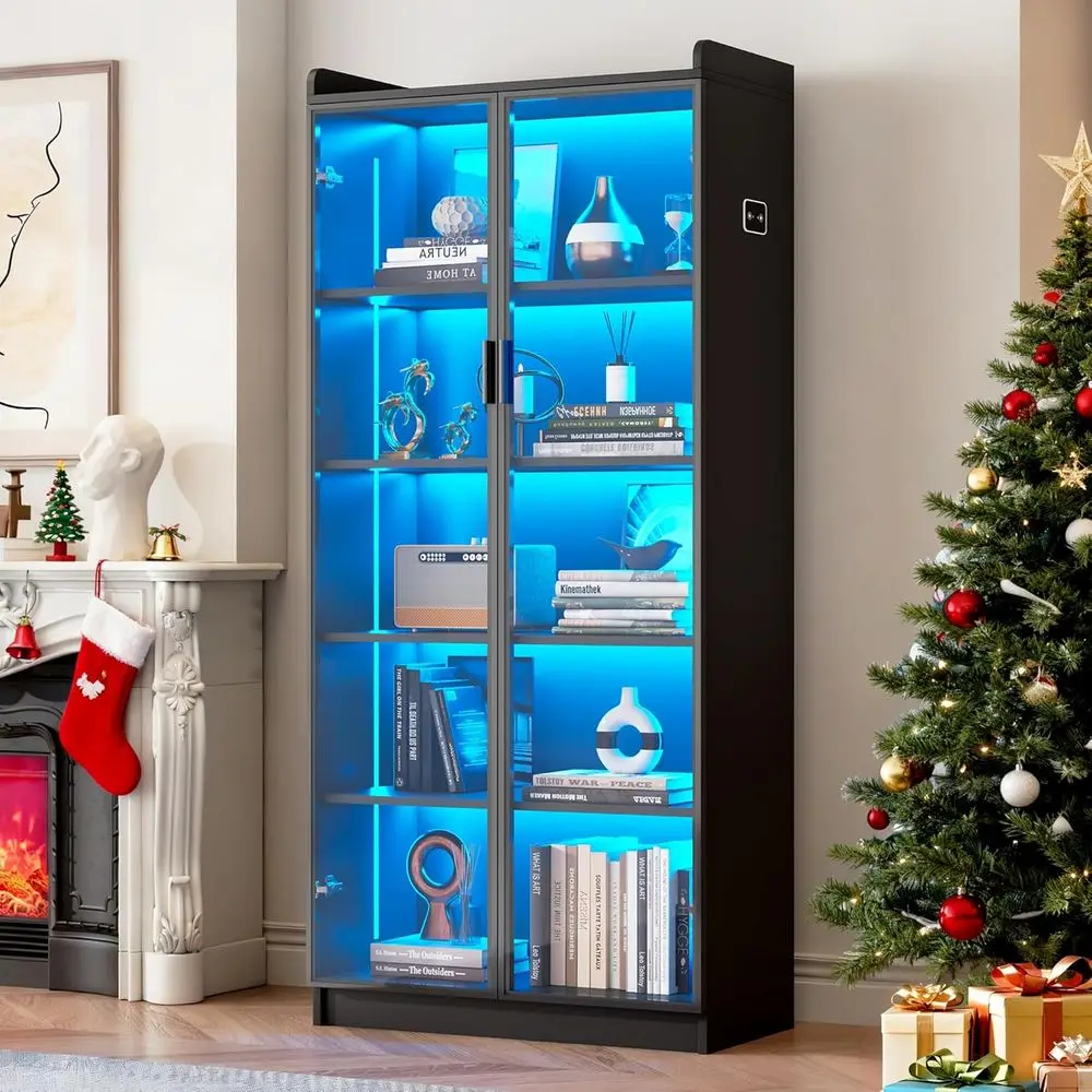 Display Cabinet with Glass Doand Shelves, 65" Tall Curio Cabinet with LED Lights/Human Sensor, 5 Tier Display Case or Collectibl
Display Cabinet with Glass Doand Shelves, 65" Tall Curio Cabinet with LED Lights/Human Sensor, 5 Tier Display Case or Collectibl