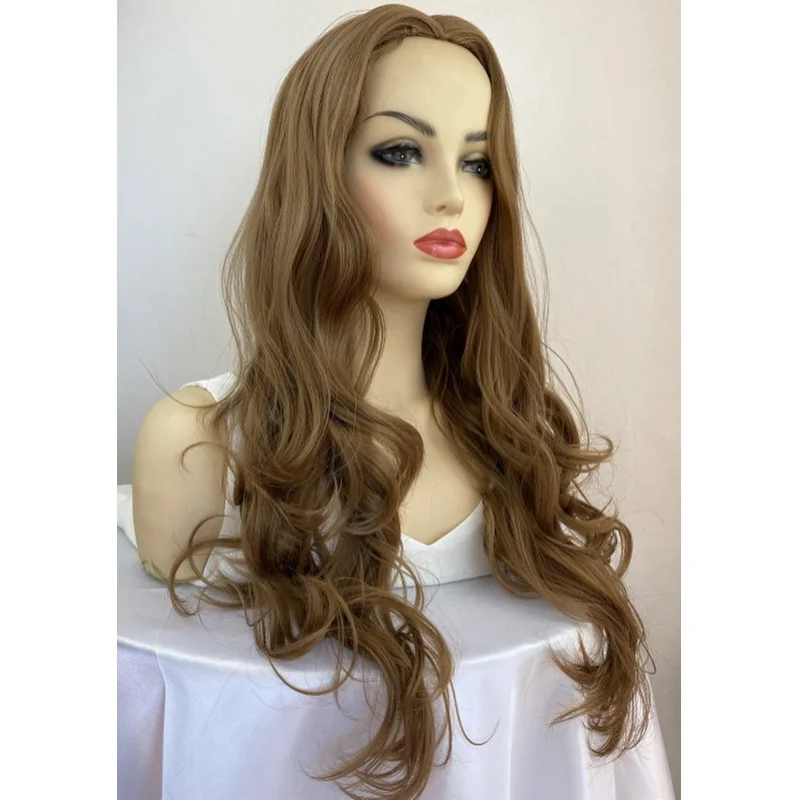 Женский длинный вьющийся волнистый парик для вечеринок темно-коричневого цвета 
Женский длинный вьющийся волнистый парик для вечеринок темно-коричневого цвета