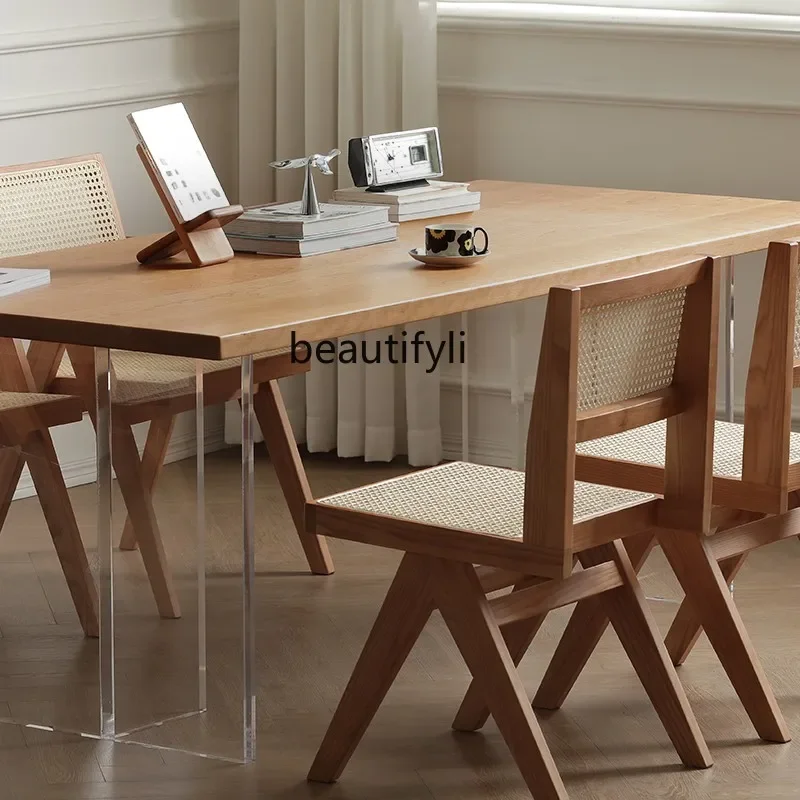 Acrylic Suspended Dining Table Light Luxury Solid Wood Desk Creative Desk Log Large Board Table
Acrylic Suspended Dining Table Light Luxury Solid Wood Desk Creative Desk Log Large Board Table
