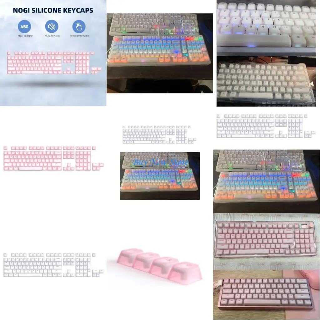 20CE Quiet Operate Silicone Keycaps Jelly Theme Translucent 113Key Original Height