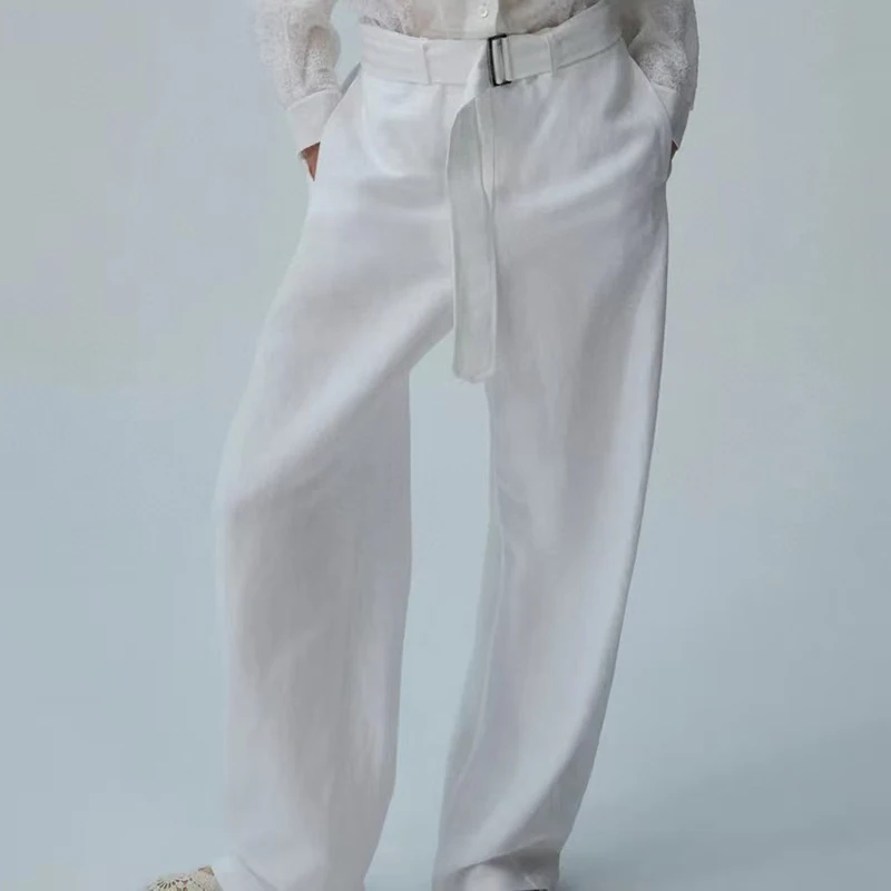 High-waisted, slimming white straight-leg pants, wide-leg pants, lazy, loose and casual pants for spring and summer, long pants
High-waisted, slimming white straight-leg pants, wide-leg pants, lazy, loose and casual pants for spring and summer, long pants