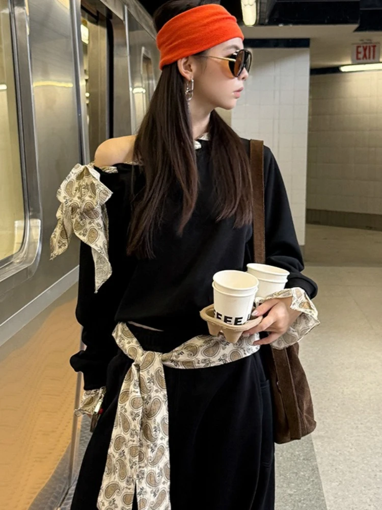 Sexy Skew Collar Bandage Black Sweatshirt Y2k Aesthetic Loose Grunge Women Clothing 2026 Spring Harajuku Casual Vintage Hoody
Sexy Skew Collar Bandage Black Sweatshirt Y2k Aesthetic Loose Grunge Women Clothing 2026 Spring Harajuku Casual Vintage Hoody