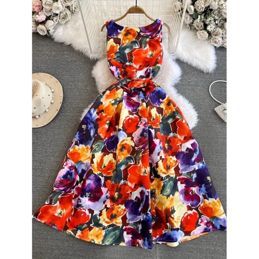 【New style】2026 summer new European and American summer flower print waist waist dress
【New style】2026 summer new European and American summer flower print waist waist dress