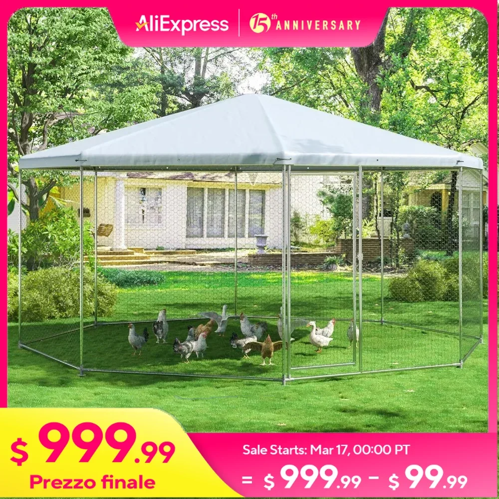 13.1x13.1x8.6 FT Chicken Coop for 6/10 Chickens Metal Run Pen Suitable Walk in Chicken Coops Chicken House
13.1x13.1x8.6 FT Chicken Coop for 6/10 Chickens Metal Run Pen Suitable Walk in Chicken Coops Chicken House