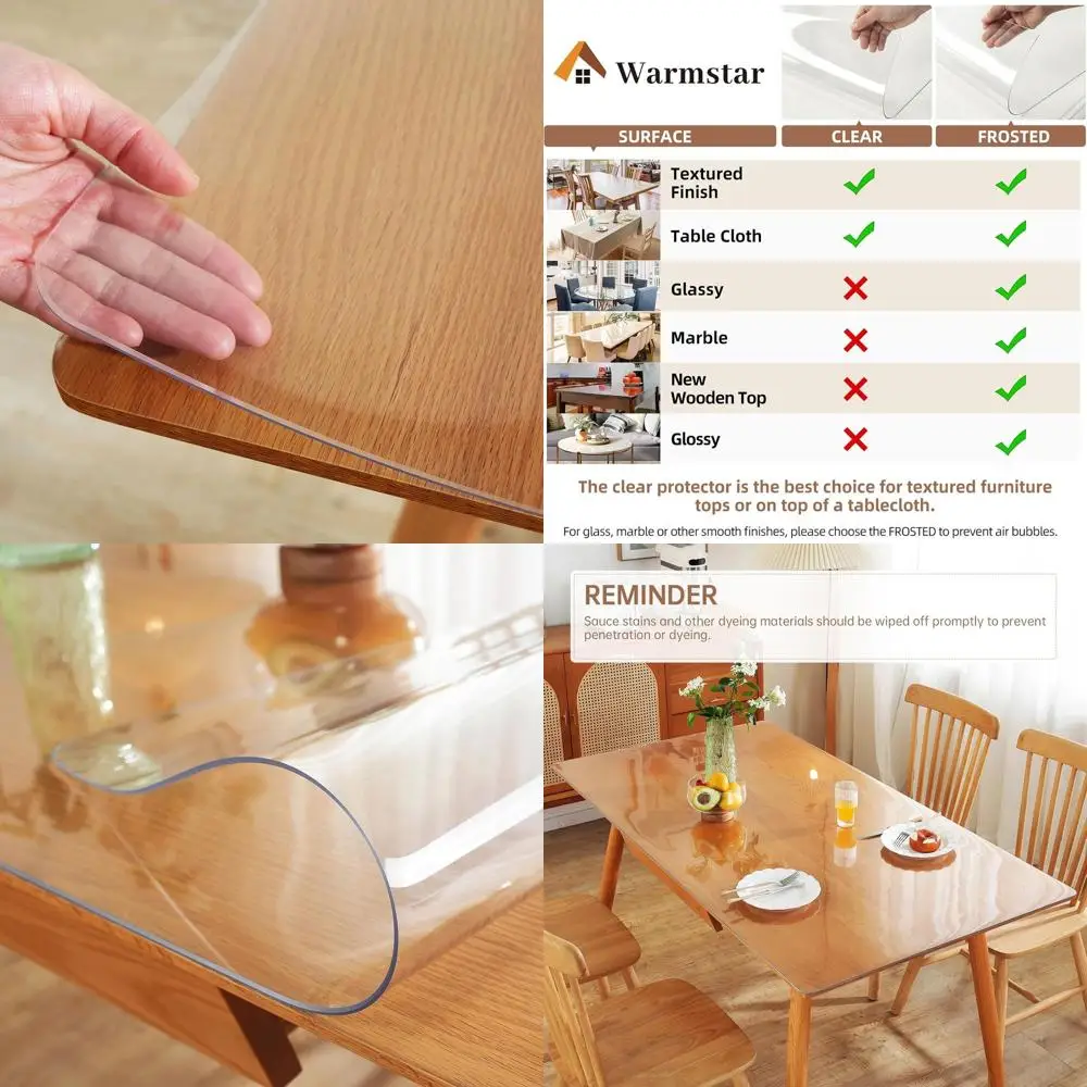 2mm Thick Clear Table Protector, 48x84 Inch Plastic Cover, Desk Mat for Dining & Writing Desks
2mm Thick Clear Table Protector, 48x84 Inch Plastic Cover, Desk Mat for Dining & Writing Desks
