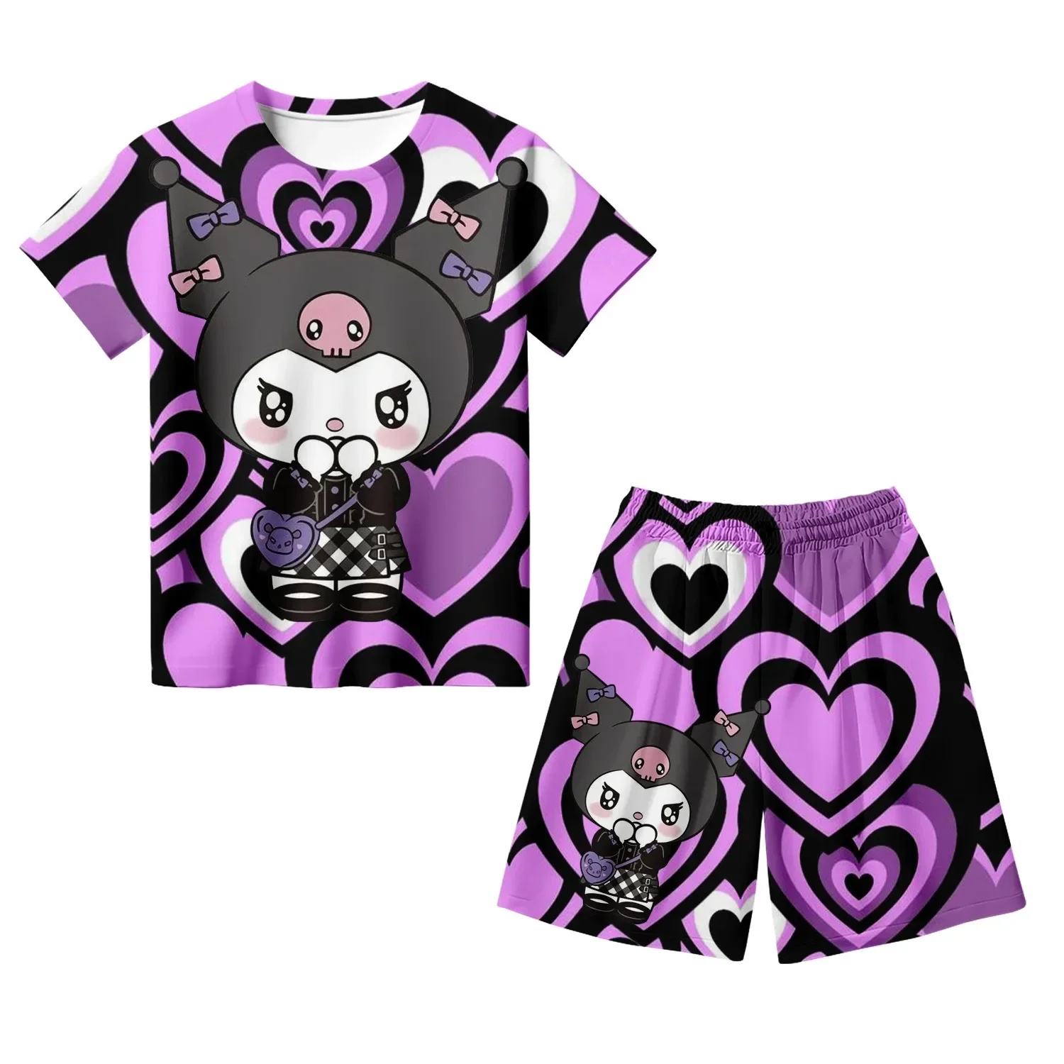 MINISO New Summer Children's Short sleeved Shorts Set Girl's T-shirt 3D Printed Fashion Kuromi Cute Clothing Party Kawaii
MINISO New Summer Children's Short sleeved Shorts Set Girl's T-shirt 3D Printed Fashion Kuromi Cute Clothing Party Kawaii
