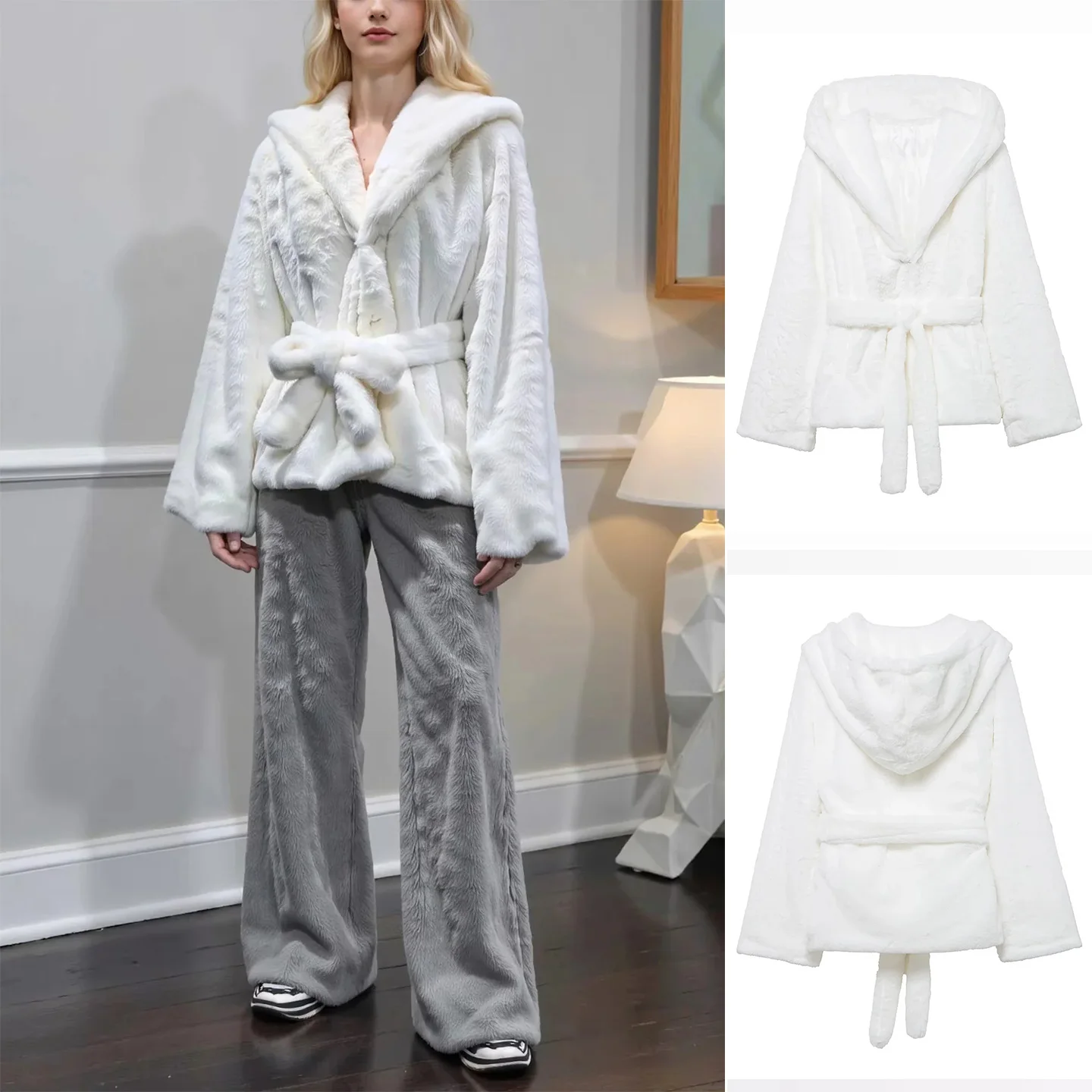 Winter New Women's Lazy Sle Knot Belted Mid-Length Fake Fur Hooded Loose Open Cardigan Coat Polyester Fiber Long ...
Winter New Women's Lazy Sle Knot Belted Mid-Length Fake Fur Hooded Loose Open Cardigan Coat Polyester Fiber Long ...