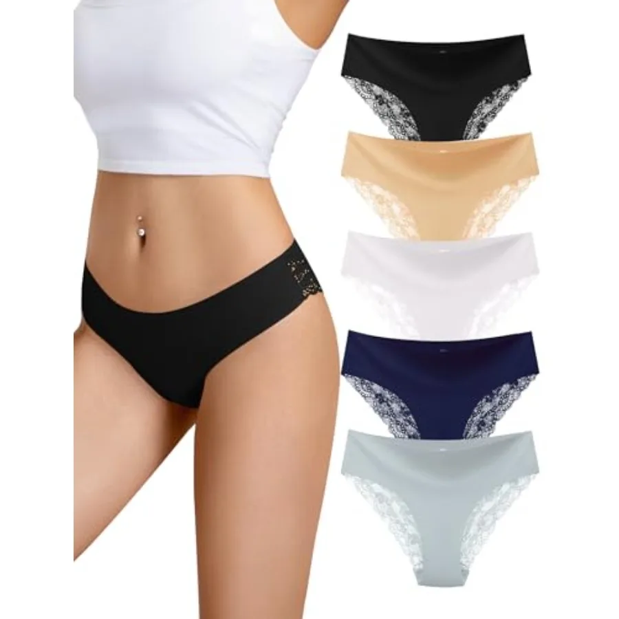 voenxe Lace Bikini Underwear for Women, Ladies Lacy Trim Brief, Hipster Panty, Comfortable Panties, Soft Multipack Undies, 5 Pa
voenxe Lace Bikini Underwear for Women, Ladies Lacy Trim Brief, Hipster Panty, Comfortable Panties, Soft Multipack Undies, 5 Pa