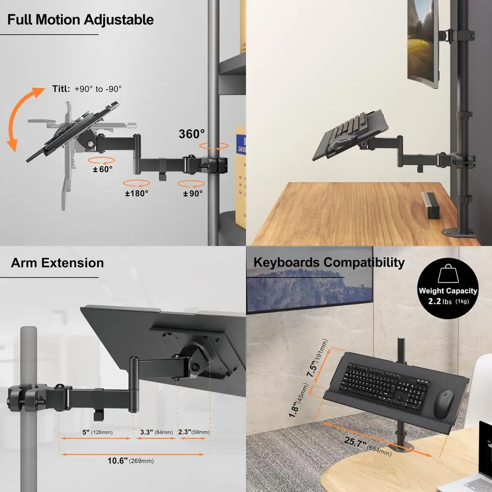 Adjustable Keyboard Stand for Large Keyboards, Supports Up to 2.2lbs, Black
Adjustable Keyboard Stand for Large Keyboards, Supports Up to 2.2lbs, Black