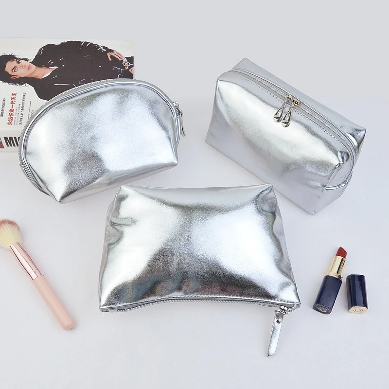 Multi-functional Bright Silver Full PU Leather Soft Makeup Bag Waterproof Portable Small Storage Bag
Multi-functional Bright Silver Full PU Leather Soft Makeup Bag Waterproof Portable Small Storage Bag