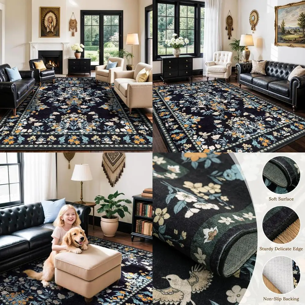 Large 8x10 Botanical Vintage Soft Rug for Living Room - Dark Boho Forest Carpet with Non-Slip Backing
Large 8x10 Botanical Vintage Soft Rug for Living Room - Dark Boho Forest Carpet with Non-Slip Backing