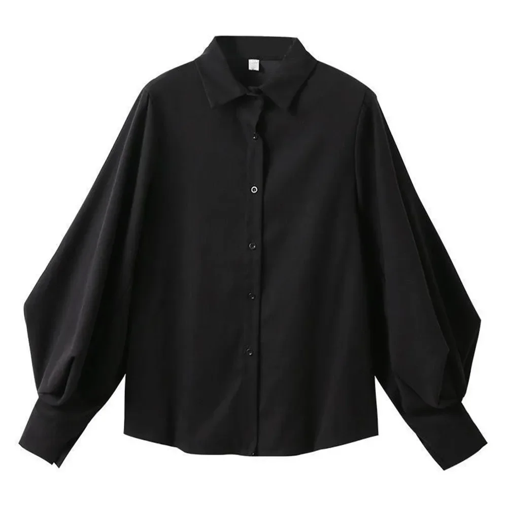 Korean Style 2025 Shirts Women Lantern Sleeve Loose Turn-down Collar Simple Solid Feminino Blouses Autumn All-match Fashion
Korean Style 2025 Shirts Women Lantern Sleeve Loose Turn-down Collar Simple Solid Feminino Blouses Autumn All-match Fashion