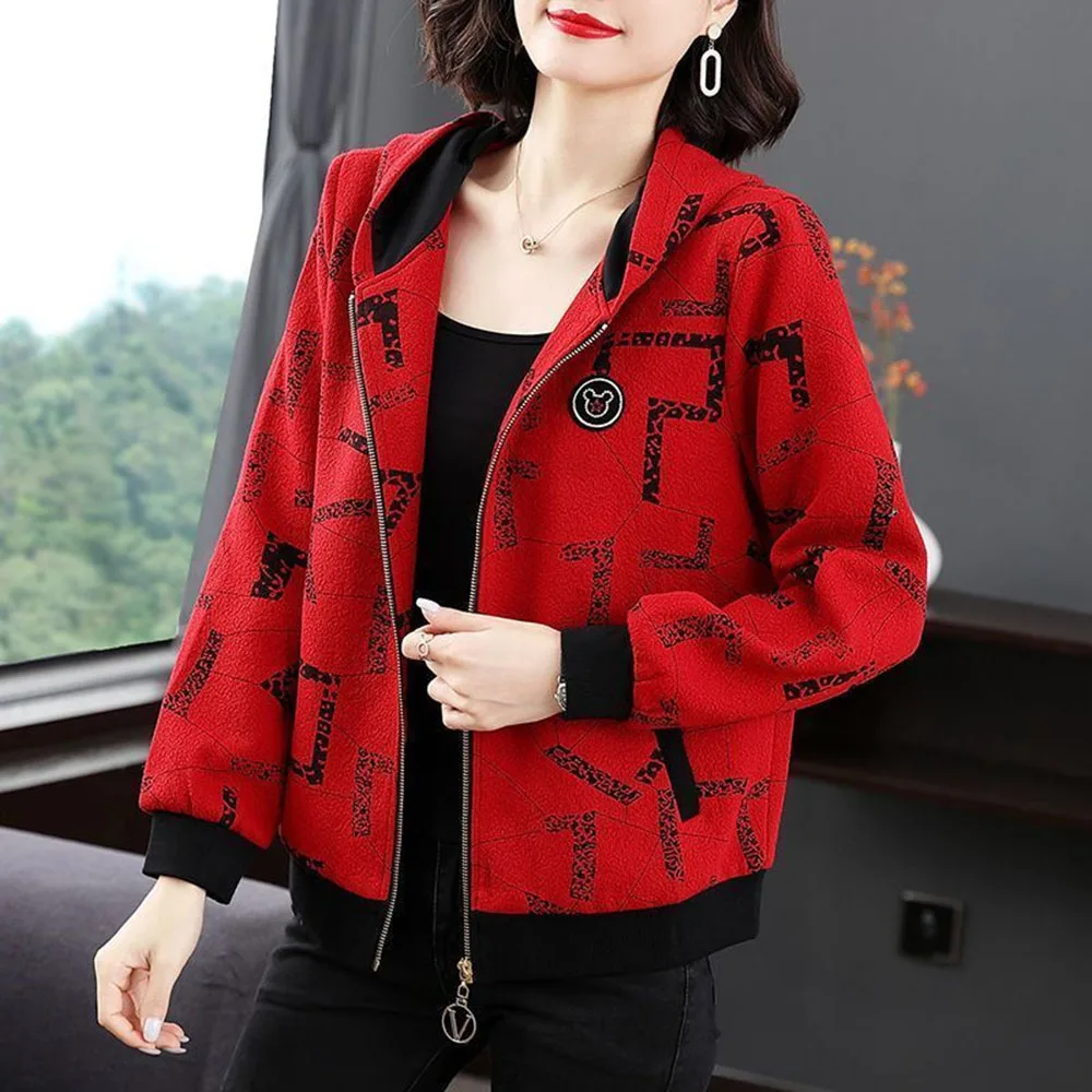 Короткое пальто с длинными рукавами, весенне-осенний новый кардиган с капюшоном, повседневная свободная модная куртка для мам среднего возраста, куртки, топ 
Короткое пальто с длинными рукавами, весенне-осенний новый кардиган с капюшоном, повседневная свободная модная куртка для мам среднего возраста, куртки, топ