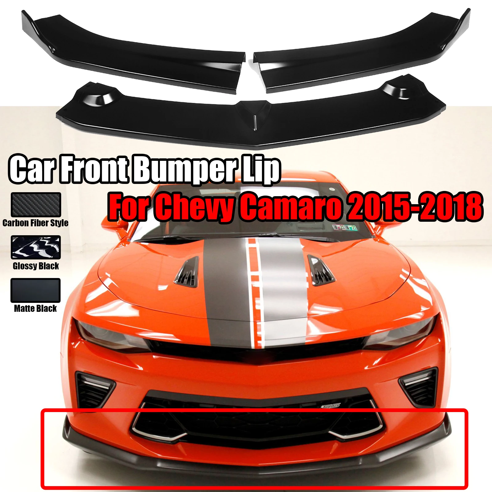 3PCS Car Front Bumper Lip Spoiler Splitter Diffuser Body Kit Cover Guard For Chevy Camaro 2015-2018 Carbon Fiber Style
3PCS Car Front Bumper Lip Spoiler Splitter Diffuser Body Kit Cover Guard For Chevy Camaro 2015-2018 Carbon Fiber Style