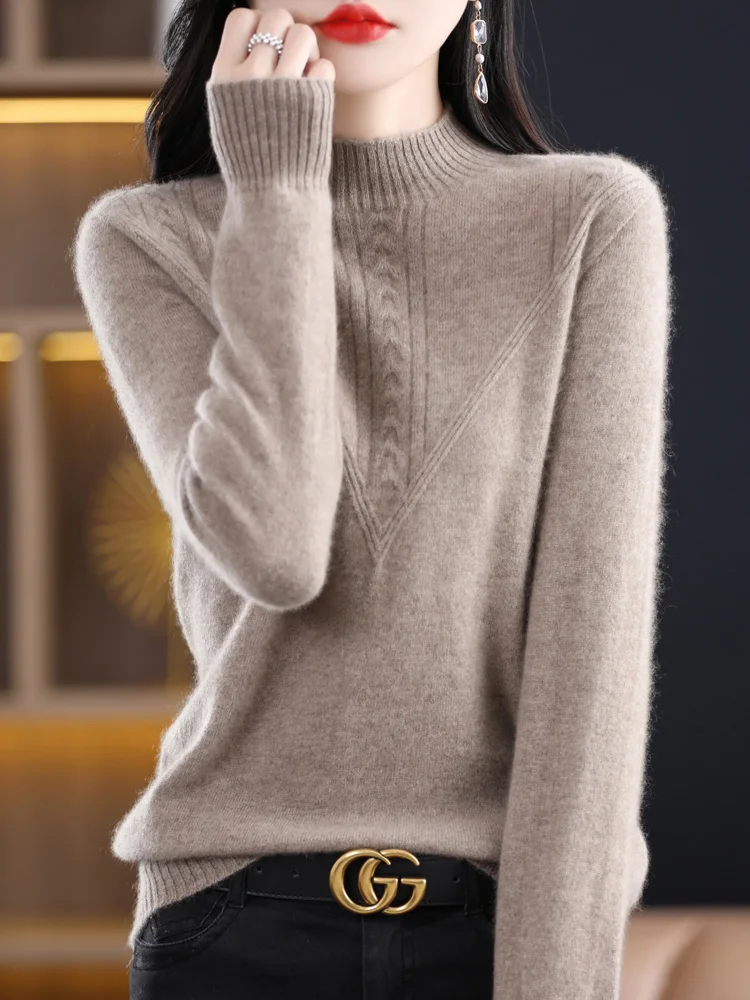 Exquisite Crochet Wool Knitted Pullover Sweater New Thick Comfortable Women's Sweater Semi High Neck Soft Base Sweater 2025tops
Exquisite Crochet Wool Knitted Pullover Sweater New Thick Comfortable Women's Sweater Semi High Neck Soft Base Sweater 2025tops