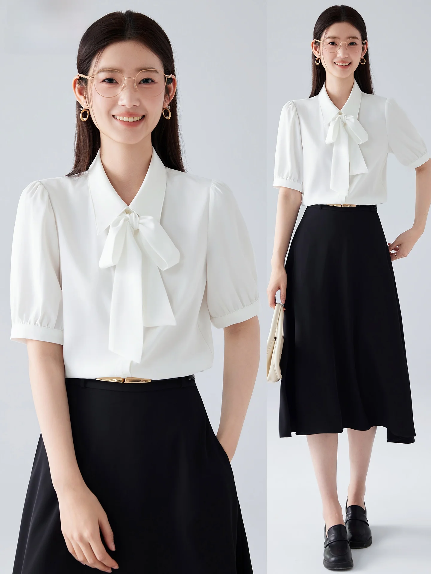 White Short Sleeve Shirt Women's Summer 2026 New Interview Formal Knot Shirt Teacher Commute Outfit Set Korean Style
White Short Sleeve Shirt Women's Summer 2026 New Interview Formal Knot Shirt Teacher Commute Outfit Set Korean Style