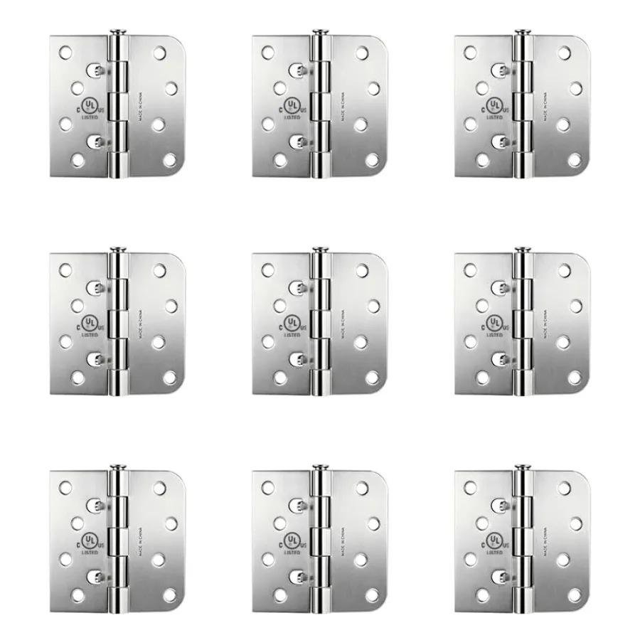 4" X 4" UL Fire Rated 3H Door Hinges with 5/8 Inch Round Radius Exterior Door Hinge in Stainless Steel Material 9 Pack
4" X 4" UL Fire Rated 3H Door Hinges with 5/8 Inch Round Radius Exterior Door Hinge in Stainless Steel Material 9 Pack