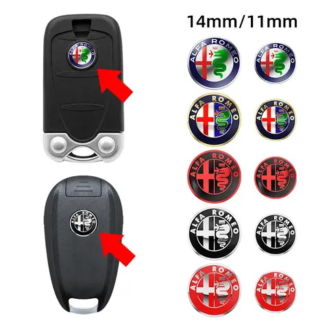 11mm 14mm Auto Logo Chiave A Distanza Emblema Adesivo Decorazione Accessori Per Alfa Romeo Giulia Stelvio MiTo Giulietta Tonale ALFA 4C