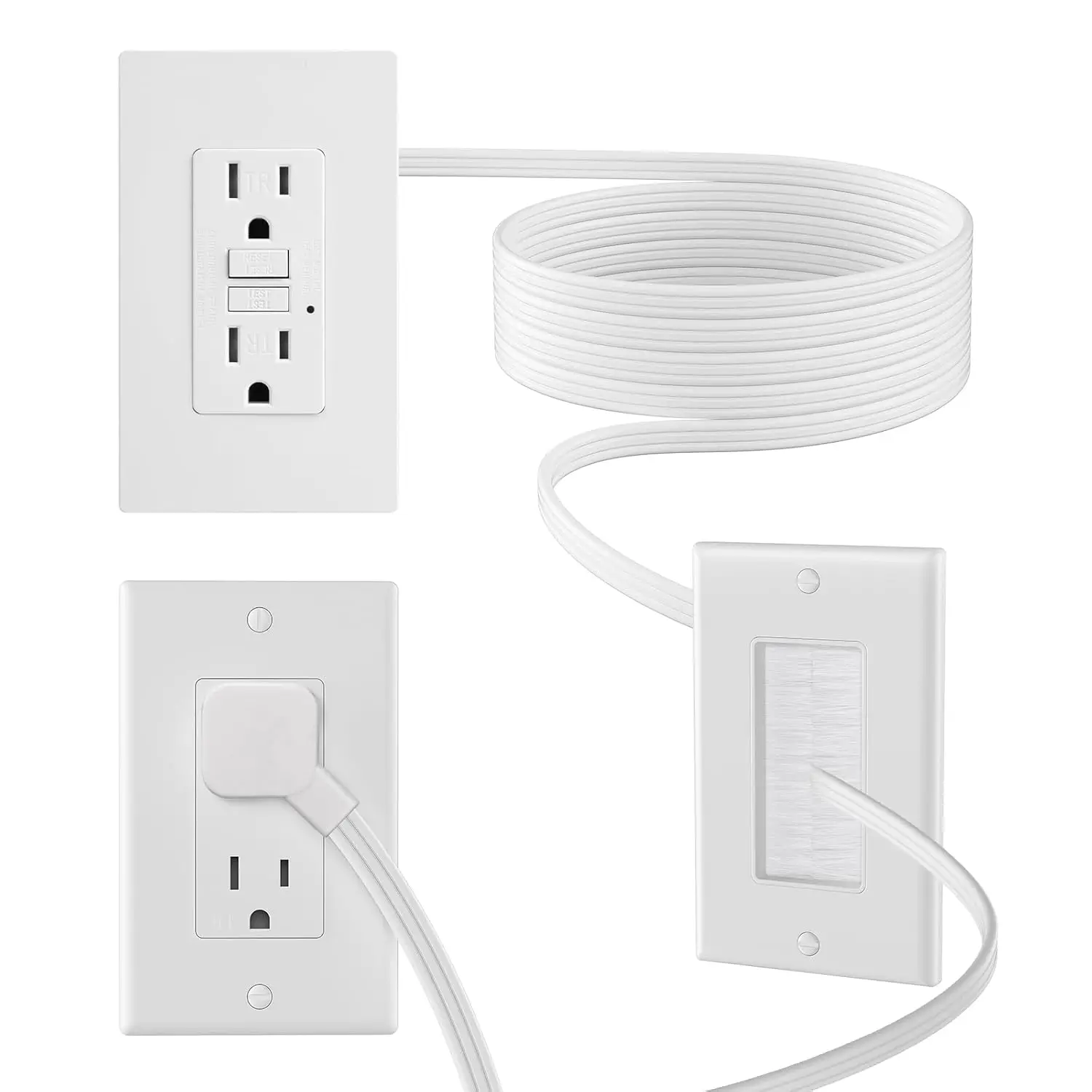 In Wall Cable Management Kit with GFCI Outlet, 15 Amp Tamper Resistant Receptacle, 8ft Cord, TV Wire Hider
In Wall Cable Management Kit with GFCI Outlet, 15 Amp Tamper Resistant Receptacle, 8ft Cord, TV Wire Hider