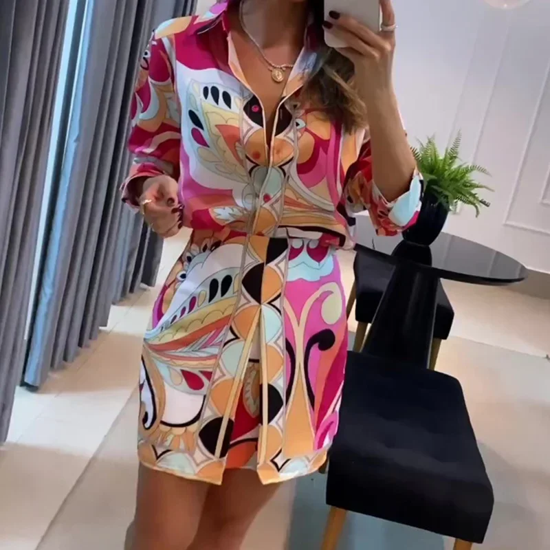 Women Lapel Long Sleeved Shirt and A-line Skirt Suit Casual Commuting Slim Outfits New Spring Elegant Pattern Printed Party Set
Women Lapel Long Sleeved Shirt and A-line Skirt Suit Casual Commuting Slim Outfits New Spring Elegant Pattern Printed Party Set