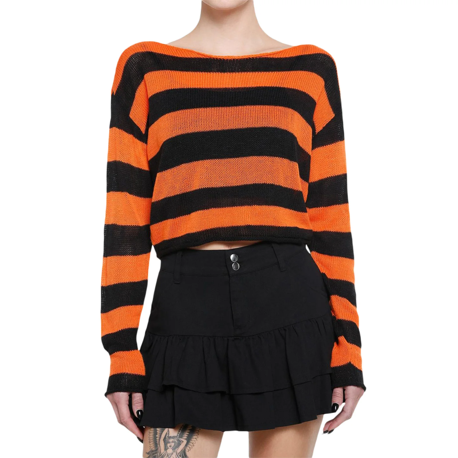 Women Loose Short Knit Sweater Stripe Long Sleeve Pullovers Off Shoulder Spring Fall Boat Neck Jumpers Streetwear
Women Loose Short Knit Sweater Stripe Long Sleeve Pullovers Off Shoulder Spring Fall Boat Neck Jumpers Streetwear