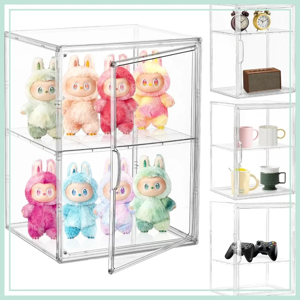 Acrylic Display Case for Collectibles, Clear Storage Bin with 3 Adjustable Layers, Stackable Box with Magnetic Door, Large, 2 Tier, 4Pack
Acrylic Display Case for Collectibles, Clear Storage Bin with 3 Adjustable Layers, Stackable Box with Magnetic Door, Large, 2 Tier, 4Pack