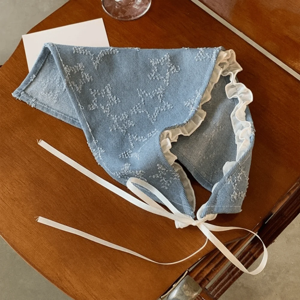 Retro Denim Triangle Scarf Lace Strap Breathable Star Hair Scarf Turban Thin Headscarf Summer
Retro Denim Triangle Scarf Lace Strap Breathable Star Hair Scarf Turban Thin Headscarf Summer