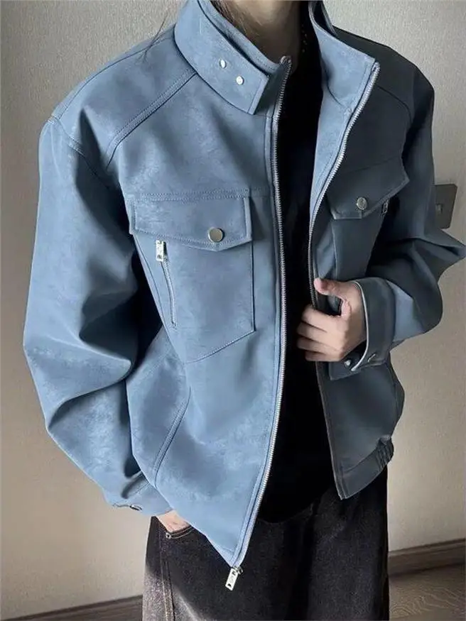 ort Padded oulder PU Leather Stand Collar Jaet Men's Sle Autumn American High Street Cool Workwear Harrington Coat
ort Padded oulder PU Leather Stand Collar Jaet Men's Sle Autumn American High Street Cool Workwear Harrington Coat