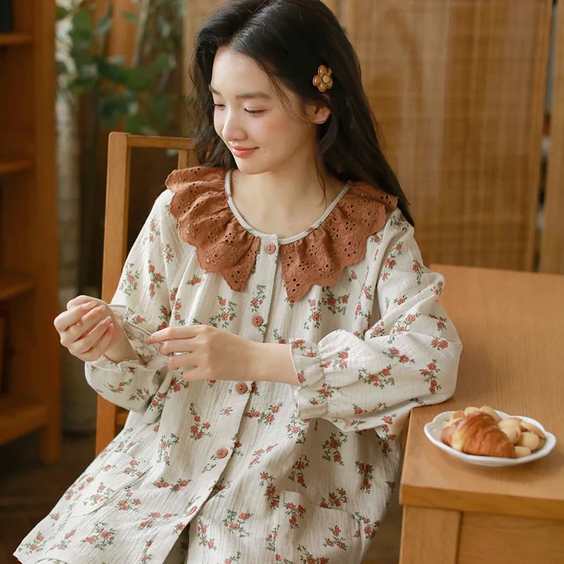 Винтажные женские пижамные комплекты из 100% хлопка с цветочным принтом, свободная одежда для сна с длинными рукавами, весенне-осенняя одежда для сна больших размеров, домашняя одежда
Винтажные женские пижамные комплекты из 100% хлопка с цветочным принтом, свободная одежда для сна с длинными рукавами, весенне-осенняя одежда для сна больших размеров, домашняя одежда