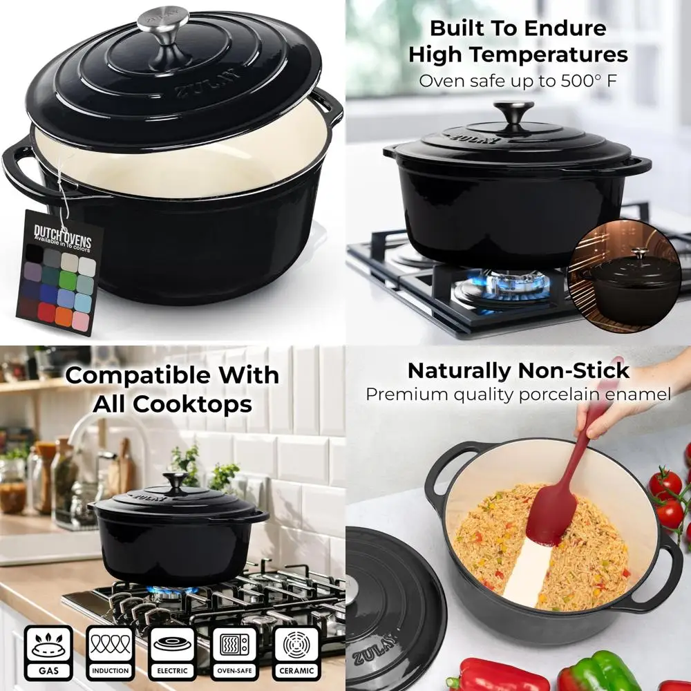Zulay Kitchen 6 Quart Enameled Cast Iron Dutch Oven Pot with Lid – Premium Durability & Oven Safe up to 500°F – Heavy Duty Cookw
Zulay Kitchen 6 Quart Enameled Cast Iron Dutch Oven Pot with Lid – Premium Durability & Oven Safe up to 500°F – Heavy Duty Cookw