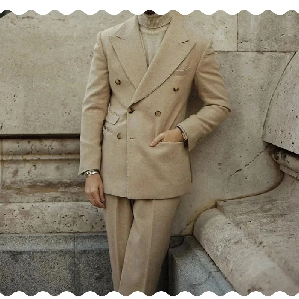 Men's Suit Business Double Breasted Autumn Winter Peak Lapel Beige Suit 2pcs Jacket Pants Fashion New Suit Set Men Business Coat
Men's Suit Business Double Breasted Autumn Winter Peak Lapel Beige Suit 2pcs Jacket Pants Fashion New Suit Set Men Business Coat