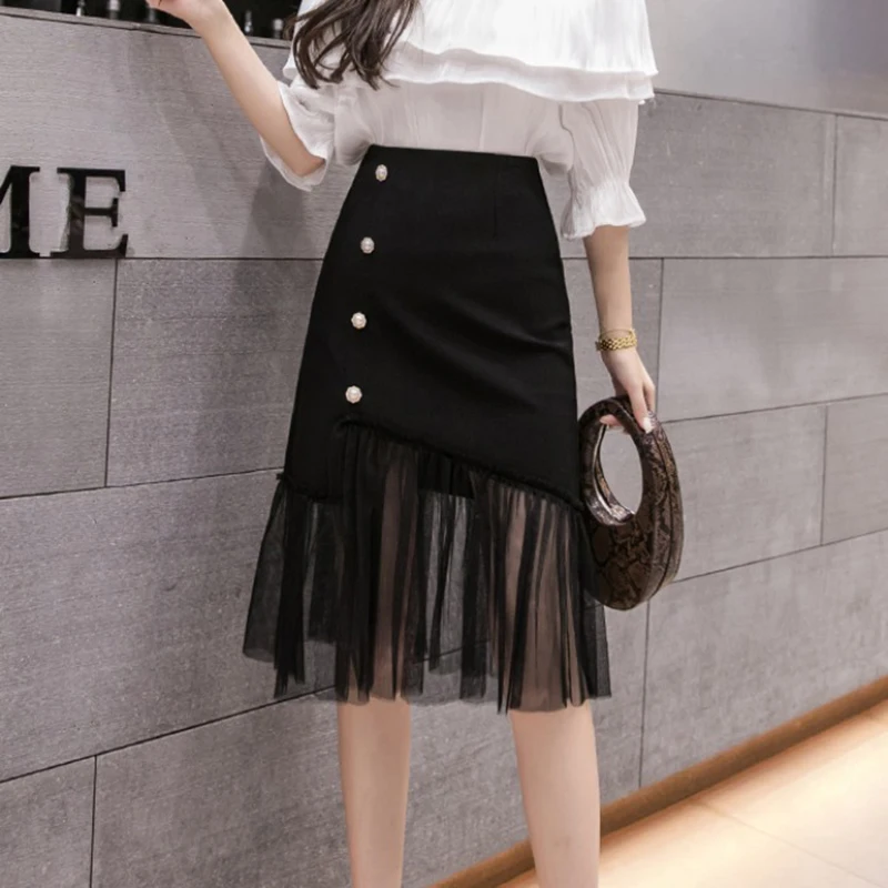 Spring Korean Slim ChicButtons Women Skirt High Waist Irregular Patchwork Pleated Midi Skirts Lady Elegant
Spring Korean Slim ChicButtons Women Skirt High Waist Irregular Patchwork Pleated Midi Skirts Lady Elegant