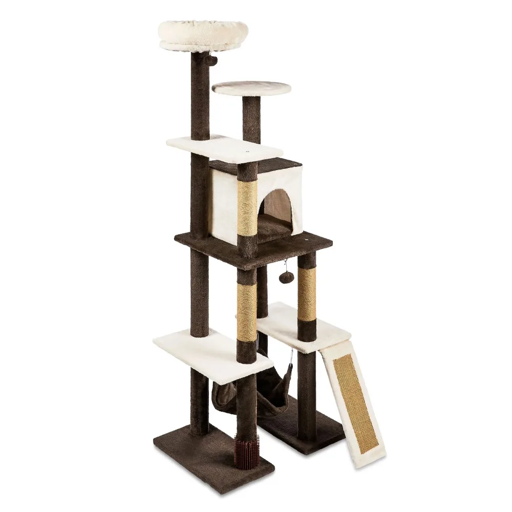 7-Level 65" Multi-Functional Cat Tree Activity Tower with Hammock, Brown & Cream
7-Level 65" Multi-Functional Cat Tree Activity Tower with Hammock, Brown & Cream