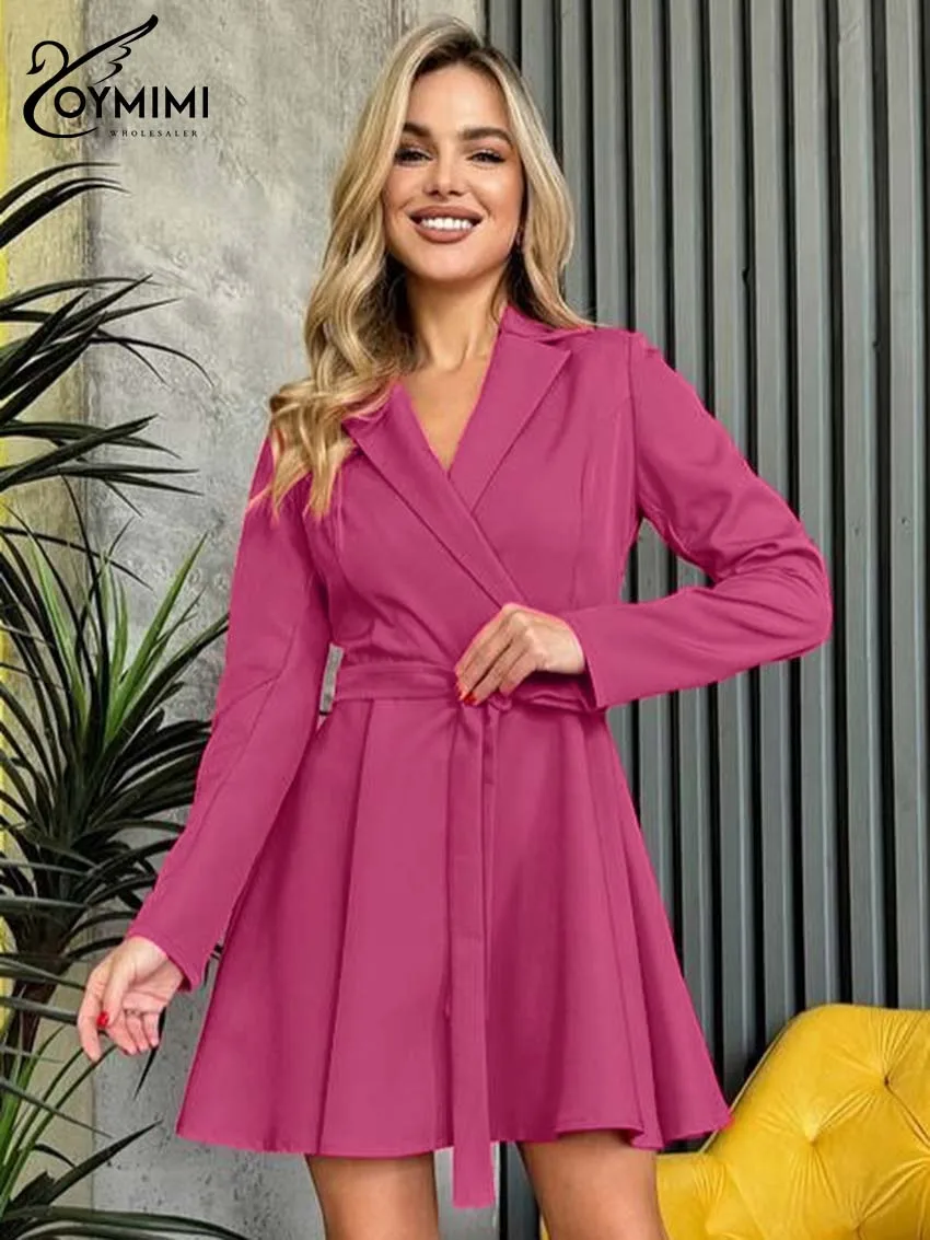 Oymimi Elegant Pink Lapel Womens Dresses Casual Long Sleeve Lace-Up High Waisted Dresses Fashion Solid A-Line Mini Dress Female
Oymimi Elegant Pink Lapel Womens Dresses Casual Long Sleeve Lace-Up High Waisted Dresses Fashion Solid A-Line Mini Dress Female