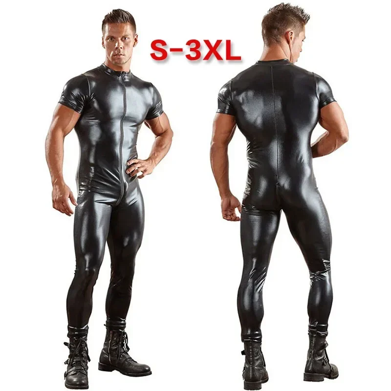 Men Sexy Wetlook Faux Leather Catsuit PVC Latex Bodysuit Gay Zipper Open Crotch Clubwear Fetish Hot Erotic Pole Dance Lingerie
Men Sexy Wetlook Faux Leather Catsuit PVC Latex Bodysuit Gay Zipper Open Crotch Clubwear Fetish Hot Erotic Pole Dance Lingerie