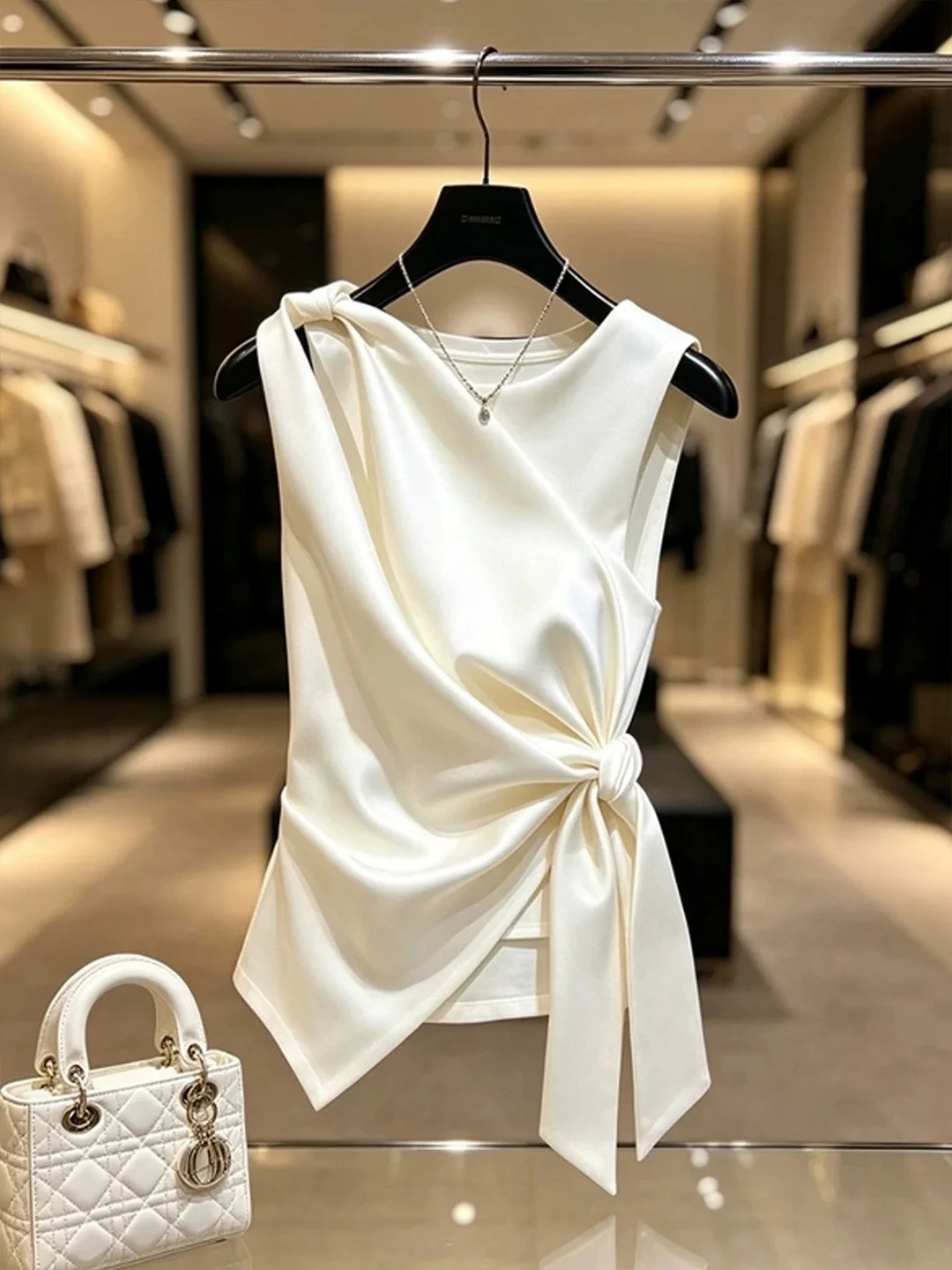 2026 Summer Commute Pure Color Sleeveless Vest Women's Waist-Cinching Design Trendy Tie Top Korean Style Straight Cut Silk
2026 Summer Commute Pure Color Sleeveless Vest Women's Waist-Cinching Design Trendy Tie Top Korean Style Straight Cut Silk