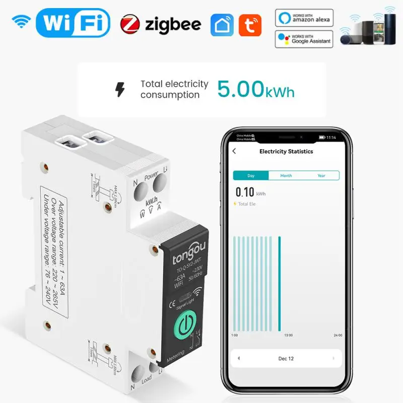 Умный автоматический выключатель TUYA Wi-Fi Zigbee, защита от перегрузки по току и пониженного напряжения, измеритель мощности, 63 А, беспроводной пульт дистанционного управления
Умный автоматический выключатель TUYA Wi-Fi Zigbee, защита от перегрузки по току и пониженного напряжения, измеритель мощности, 63 А, беспроводной пульт дистанционного управления