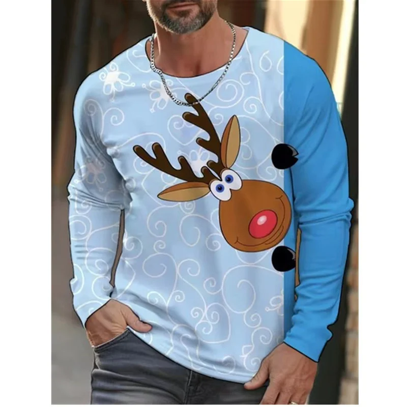Funny Christmas Style Pattern T-Shirt For Men Elk Santa Gift 3D Print T Shirts Autumn Casual Long Sleeves Loose O-Neck Tops Tees
Funny Christmas Style Pattern T-Shirt For Men Elk Santa Gift 3D Print T Shirts Autumn Casual Long Sleeves Loose O-Neck Tops Tees
