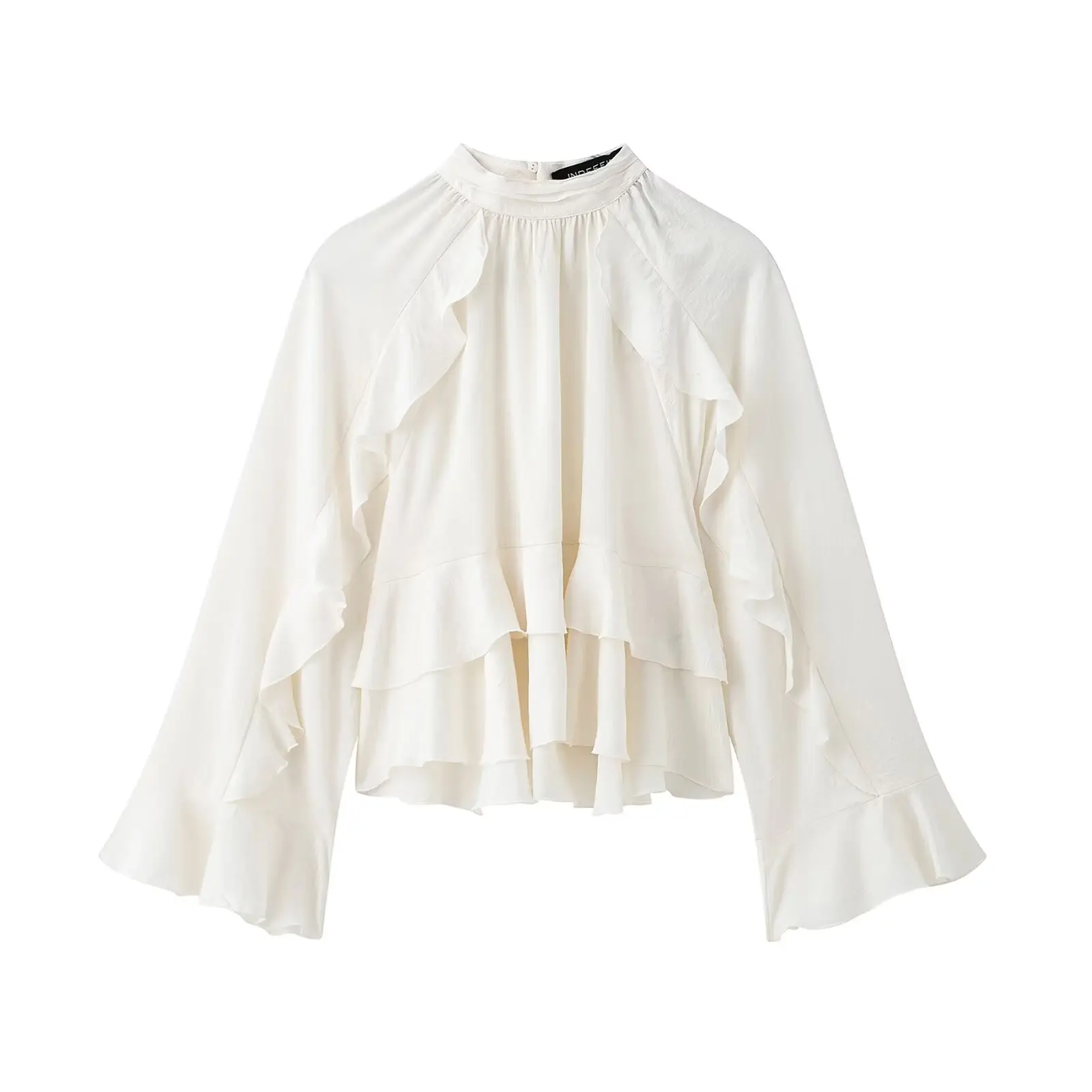 TRAFZA Women Elegant Round Collar Long Sleeves Back Button Laminated Decorative Blouse Women 2025 Spring Solid Loose Shirt
TRAFZA Women Elegant Round Collar Long Sleeves Back Button Laminated Decorative Blouse Women 2025 Spring Solid Loose Shirt