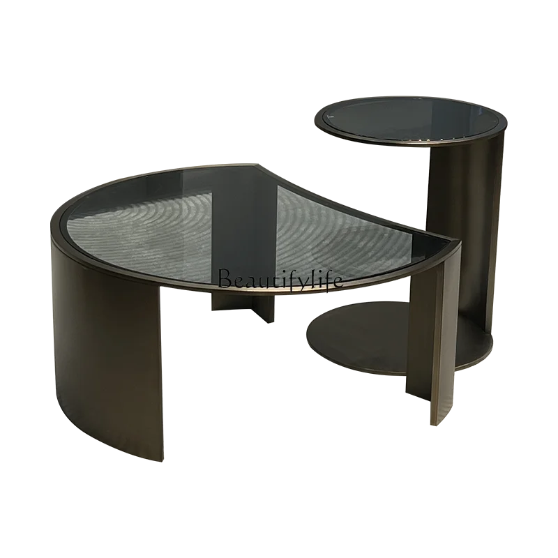 Italian light luxury coffee table living room household round tempered glass coffee table combination
Italian light luxury coffee table living room household round tempered glass coffee table combination