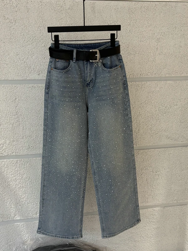 Women's Straight Leg Jeans Spring 2026 Drapey Design Diamond Embellished Belt Casual Trousers Female Fashion Casual Pants
Women's Straight Leg Jeans Spring 2026 Drapey Design Diamond Embellished Belt Casual Trousers Female Fashion Casual Pants