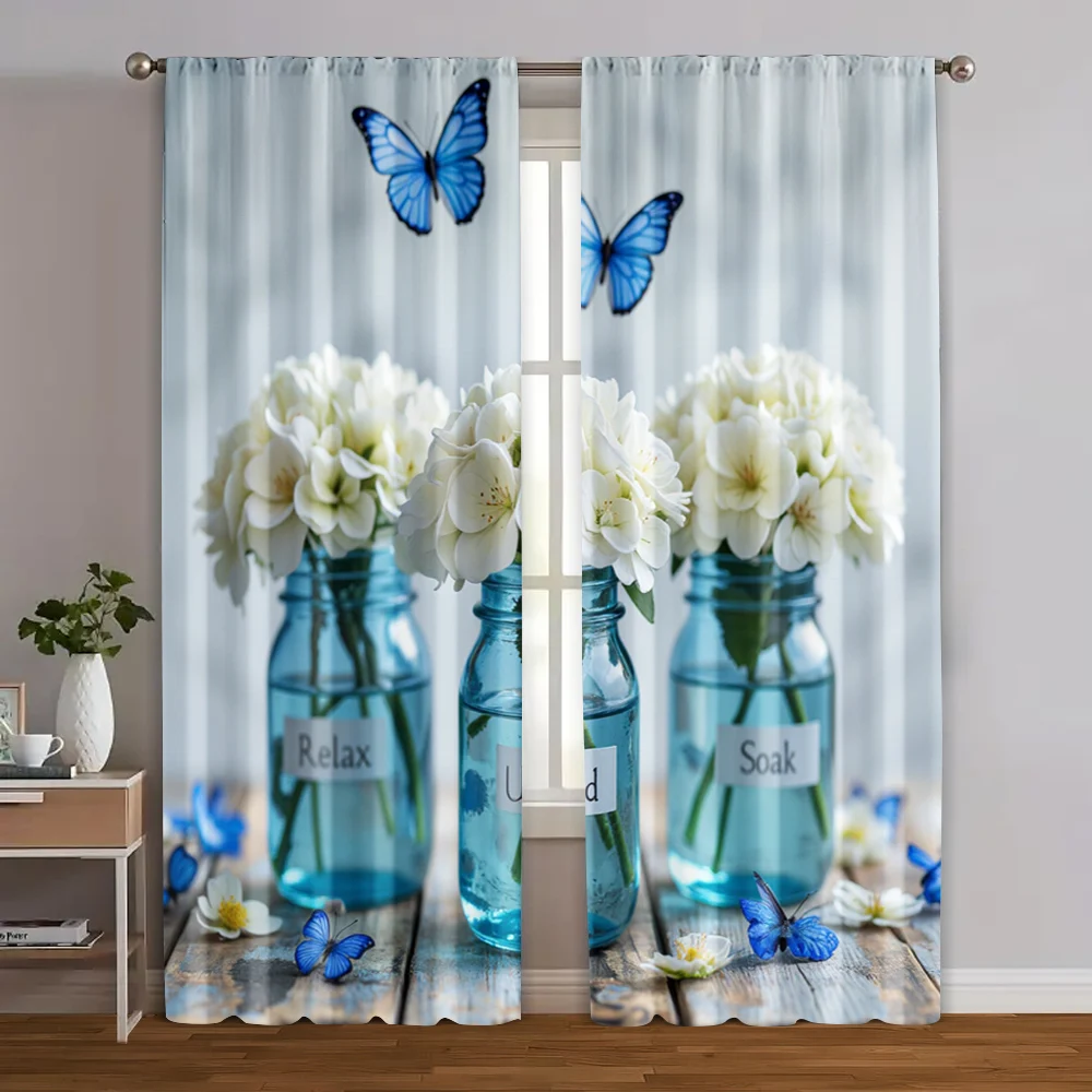 2pcs, Popular Curtains Blue Hydrangea & Butterfly Durable Polyester (without rod) Holiday for Living Room, Home Decoration, Room
2pcs, Popular Curtains Blue Hydrangea & Butterfly Durable Polyester (without rod) Holiday for Living Room, Home Decoration, Room