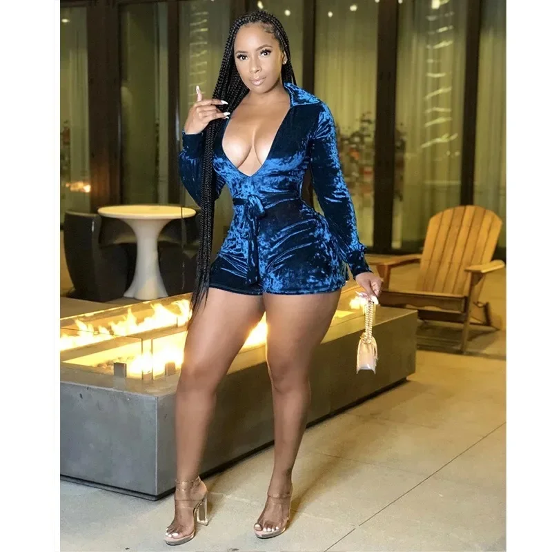 KEXU Women Velvet Long Sleeve V-neck Short Jumpsuits High Waist Sexy Night Club Party One Piece Suit Romper Playsuits
KEXU Women Velvet Long Sleeve V-neck Short Jumpsuits High Waist Sexy Night Club Party One Piece Suit Romper Playsuits