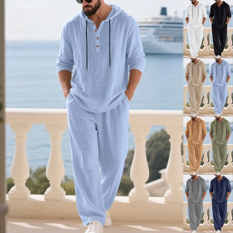 Men's Linen Hooded Sets 2 Piece Outfit Summer Casual Long Sleeve Hoodie and Wide Leg Pants Set for Men
Men's Linen Hooded Sets 2 Piece Outfit Summer Casual Long Sleeve Hoodie and Wide Leg Pants Set for Men