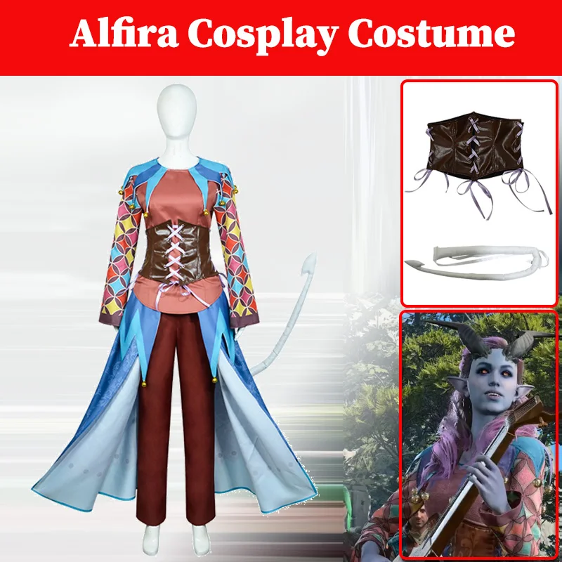 BG3 Alfira Cosplay Costume Game Balder Gate 3 Roleplay Women Tail Girding Tops Pants Full Set Fantasia Outfits Halloween Suits
BG3 Alfira Cosplay Costume Game Balder Gate 3 Roleplay Women Tail Girding Tops Pants Full Set Fantasia Outfits Halloween Suits