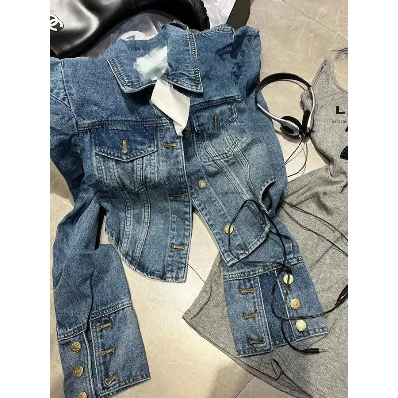 Short Denim Jacket Retro Loose Casual Fried Street Shoulder Pad Jacket Heavy Right-angle Shoulder Jacket Female American Top
Short Denim Jacket Retro Loose Casual Fried Street Shoulder Pad Jacket Heavy Right-angle Shoulder Jacket Female American Top