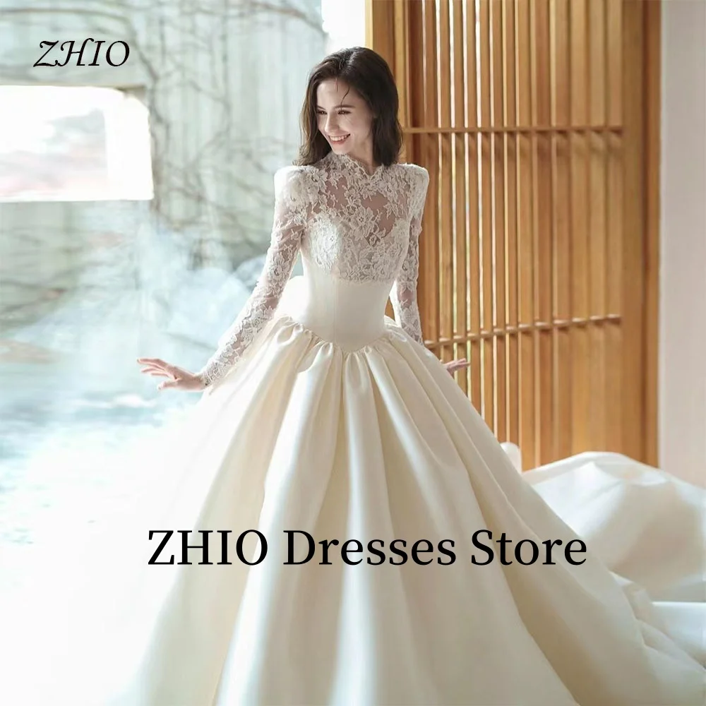 ZHIO Elegant Lace Wedding Dresses A-Line Floor Length Bow Royal Train Iluusion Full Sleeves Bridal Gown Customized Luxury
ZHIO Elegant Lace Wedding Dresses A-Line Floor Length Bow Royal Train Iluusion Full Sleeves Bridal Gown Customized Luxury